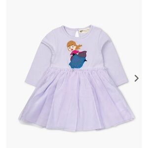 Purple Kids Dress with Embroidered Character
